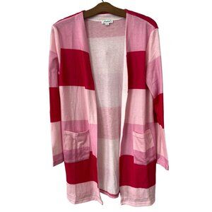Jordann Open Front Cardigan Size Medium Valentine Colorblock Longline Lounge